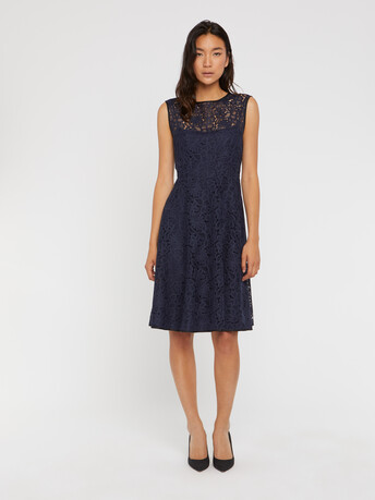 Sleeveless lace dress - Navy blue