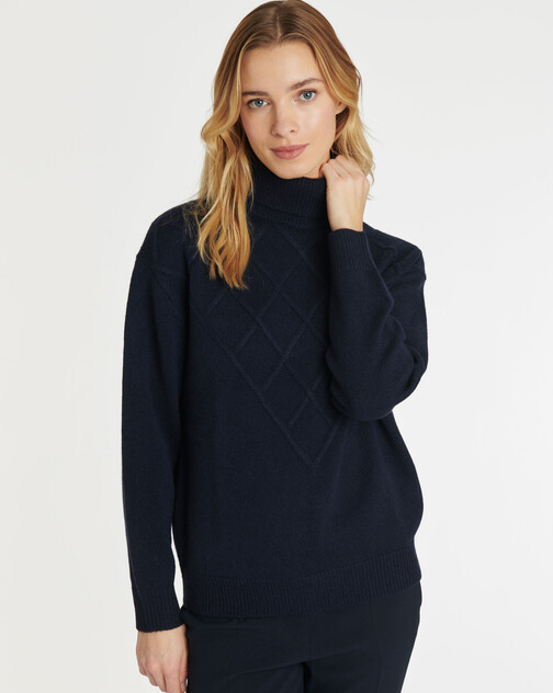 Pull col roulé en laine et cachemire