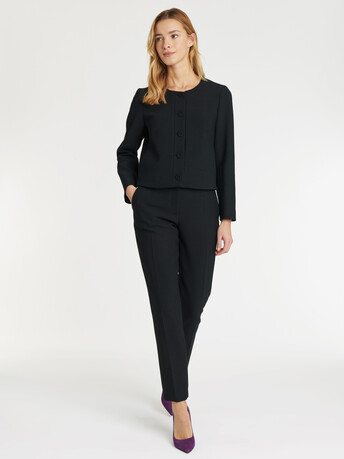 Veste courte en tricotine stretch - Noir