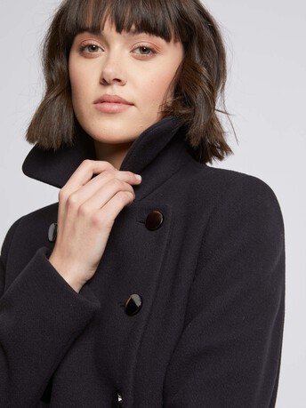 Double-breasted wool coat - Navy blue