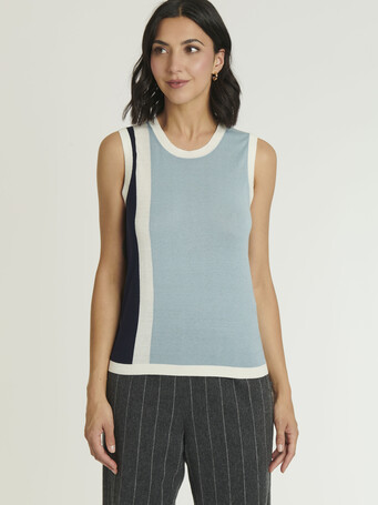 KNITTED TANK TOP - Glacier / marine