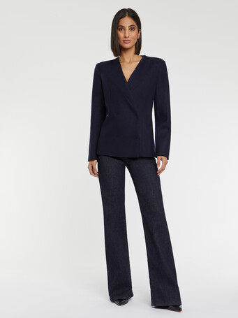 Veste croisée en laine - Marine