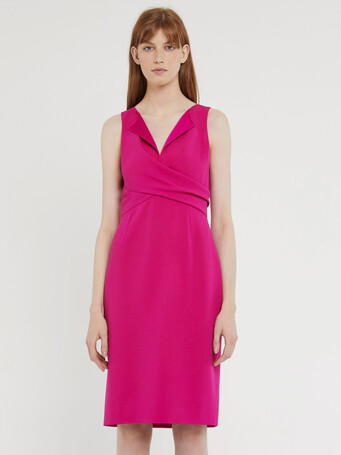 Robe courte croisée en crêpe envers satin - Fuchsia