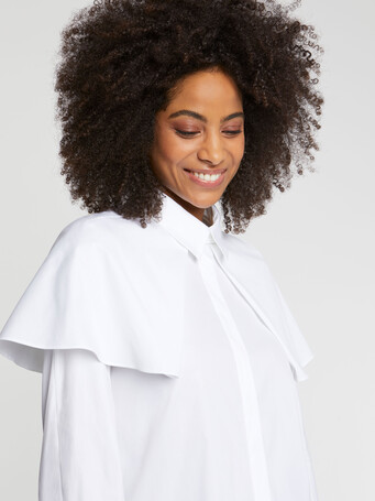 Chemise à bavolets en popeline de coton - Blanc