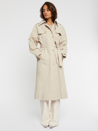 Long trench-style coat - Sand