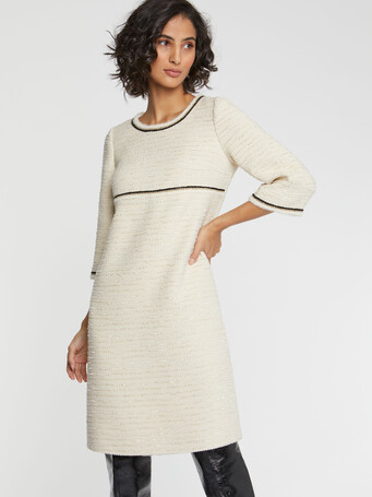 Robe courte en tweed lurex - Ecru