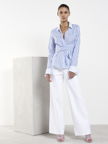 Pantalon en tricotine de coton stretch - Blanc