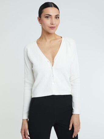 Cardigan en coton - Blanc casse