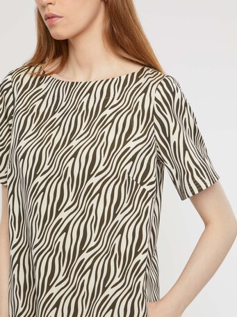 Zebra-print jacquard mini dress - Havane/ ivoire