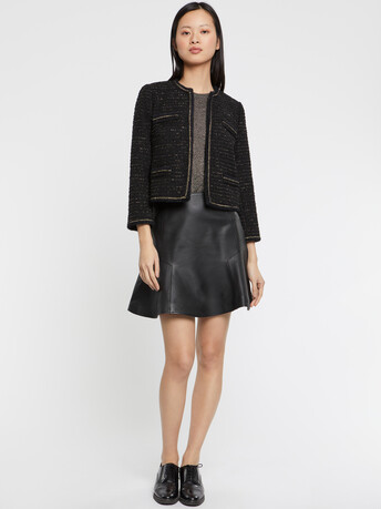 Leather mini skater skirt - Noir